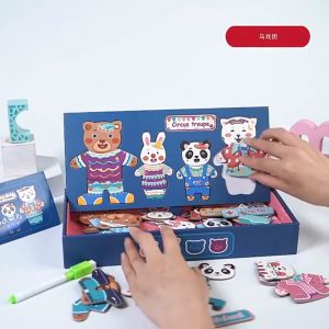 [Kids Puzzle] Animal Fashion Magnetic Jigsaw Puzzle Kids Educational Learning Toy | Mainan Magnet Kanak Kanak