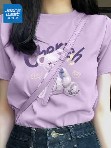 Jeanswest Pure Cotton round Neck Short Sleeve T-Shirt Womens Loose Fit Summer Casual Top Small Size Friendly Fashion