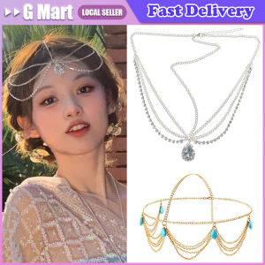 Creative New Product Face Curtain Fashion Party Performance Headdress Face Chain Hair Access Rhinestone Fringed Forehead Chain Shiny Crystal Fairy Halloween Headdress Bridal Romantic Wedding Hair Accessories Jewelry Gifts
