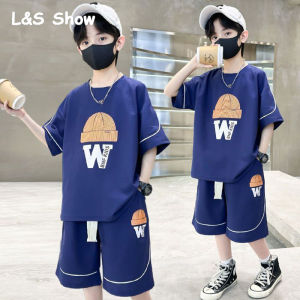 LS Show Boys T-shirt Summer Sports Set Childrens Clothing Summer Boys Short Sleeve Cool Fashionable Trend
