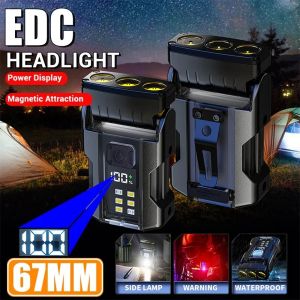 2025 Mini Digital Multifunctional Strong Light Flashlight Type-C Rechargeable Keychain COB Emergency Work Light Outdoor Camping Fishing Lighting