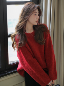 Cherry Blossom Lucky Year round Neck Sweater Womens Overhead Loose Comfortable Style Soft Cozy Christmas Top for Autumn Winter