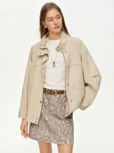 DUSHU | Drawstring Stand-up Collar Casual Style Jacket