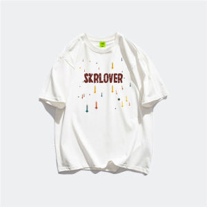 เสื้อยืดแขนสั้นผ้าฝ้ายแท้สไตล์อเมริกัน ทรงหลวม แขนกุด ทรงปกติ สำหรับผู้ชาย สีเทา คอกลม แขนสั้น ทรงหลวม สไตล์ลำลอง