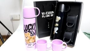 500ml Stainless Steel Vacuum Thermos Cup Travel Sports Water Bottle for hot and cold Teddy Bear Water Cup Valentine Gift for Boyfriend Girl FriendMothers Day Gift