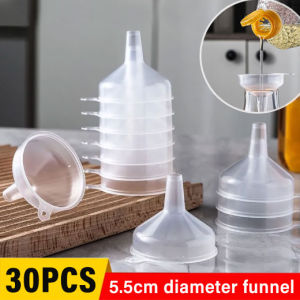 YESPERY 30PCS Mini Clear Funnel 5.5cm Diameter Small Mouth Liquid Funnel Oil Bottle Filling Plastic Funnel Supplies Kitchen Tool
