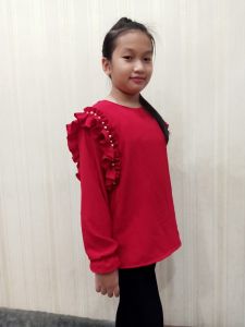 Blouse anak perempuan rumbai mutiara 3-12tahun