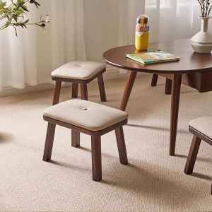 ASHU | Round Wooden Footstool Home Small Stool