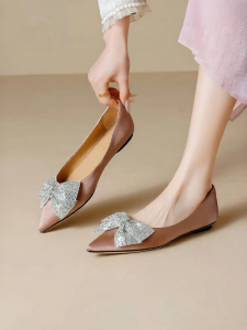 Reemoor | Crystal Bow Flat Shoes Women