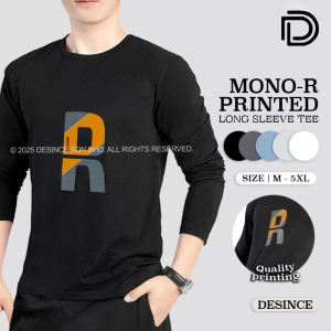🇲🇾 DESINCE Men T-shirt Solid Color Text Design Long Sleeve Tshirt Man Top Wear Casual Baju Tshirt Lengan Panjang Lelaki MT 083