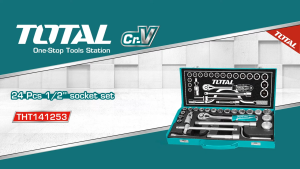 Bộ 24 cái đầu tuýp (1/2") & cần 2 chiều Total THT141253 - Hàng chính hãng