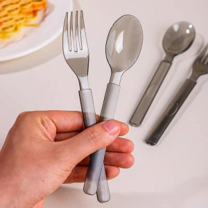 50pcs Disposable Spoon And Fork Thickened Plastic ndependently Package For Bakery Fruit Ddessert