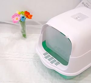 Big Large Cat Litter Box With Cover Scoop Fully Enclosed Cat Toilet Splash Proof Cat Potty Poop Tray