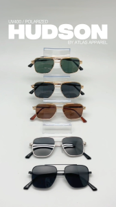HUDSON Mens Polarized Square Sunglasses (Size 47) by Atlas Apparel - UV Protection Narrow Fit