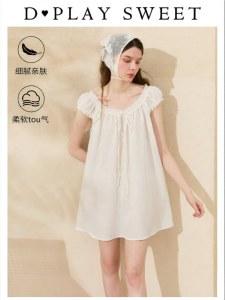 Lace Flax Sweet Princess Style Sleep Dress