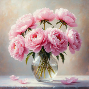 Huacan Full Square Round Diamond Painting Pink Peony Glass Vase Diamond Mosaic Flower Decorative Paintings Home Decor