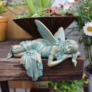 Resin imitation copper sleeping position wings elf suitable for desktop courtyard lawn flower pot Valentines Day gift