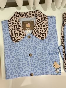 Bộ Đồ Ngủ Kitty Họa Tiết Da Báo Đệm Lông Mèo Dành Cho Nữ Bộ Đồ Ngủ Mùa Hè Bằng Vải Lanh Cotton Sợi Ngắn Tay Quần Ngắn