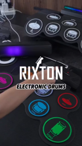 Rixton Electronic Drum Portable Electronic Drum Set Silicone Electronic Drum with Drumsticks and Sustain Foot