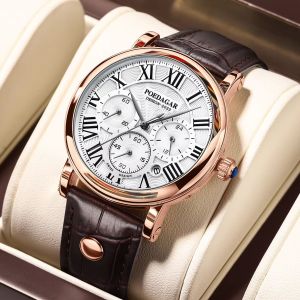POEDAGAR | POEDAGAR Luxury Business Men Wristwatch Chronograph Date Quartz Vintage Man Watch Waterproof Leather Fashion Mens Watches Reloj