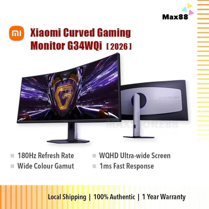 Xiaomi Curved Gaming Monitor G34WQi 2026 Moddel - 180Hz High Refresh rate | 1ms GTG Rapid Response