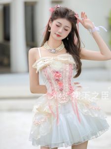 Bộ Đồ Hai Mảnh Có Thắt Lưng Hình Con Bướm Có Thể Điều Chỉnh Quần Short Ren Quần Áo Ngực Quần Áo Mùa Hè Váy Công Chúa