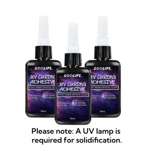 LOOLIFL | 1–3 Pieces of UV Resin—Crystal-Clear Hard UV-Curable Epoxy Resin Upgraded-Formula UV Resin UV Adhesive Kit Clear Resin