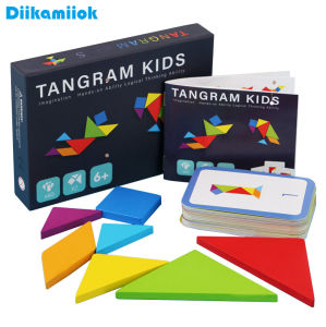 ไม้ Tangram จิ๊กซอว์ปริศนาเกมกระดานเด็ก Montessori ของเล่นเพื่อการศึกษาเด็กอนุบาลรูปทรงเรขาคณิตสอน Aids