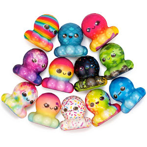 12/24PCS Kids Adult Mini Kawaii Octopus Cute Stress Relief Squeeze Toys Random Slow Rising Toy Carnival Goodie Party Send Gift