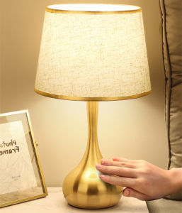 American Household Metal Table Lamp Energy-saving Bedroom Bedside Lamp LED Study Desk Lamp Fixtures Modern Simple Home Living room Decoration -UK Plug