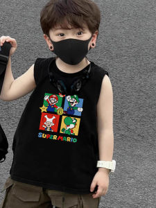 100% Pure Cotton Sleeveless Vest Childrens Summer Clothing Thin T-shirt Cute Top for Boys And Girls Cartoon Design Casual Wear