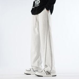 Mens Large Size Harlan Straight Leg Sports Pants Loose Casual Wide Leg Spring Autumn Long Trousers Comfortable Polyester Fiber