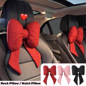 Car Neck Pillow Cute Interior Pink Bowknot Head Pillow Universal  Anti-fatigue Car Headrest Neck Cushion Pillows Car Accessories