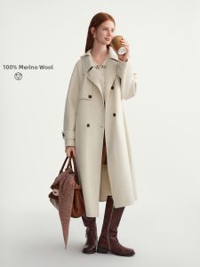 DUSHU | Plus Size Wool Coat Slimming Double-Faced Cloth Windbreaker-Style Turn-Down Collar