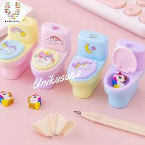 [UNIKUSUKA] Serutan pensil mini closet rautan mini lucu free penghapus unicorn