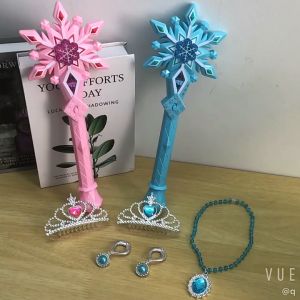 Mainan Tongkat Peri Set Princess Fairy Stick Mainan Peran Magic Wand Sailor Moon Mahkota Kalung Anting Lampu Musik