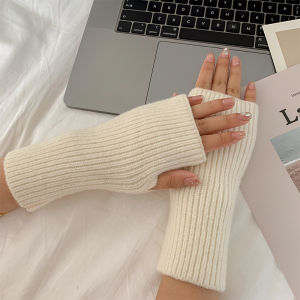 XUANXUAN | Winter Half Finger Gloves Womens Cute Warm Ins Work Writing Handwriting Half Sleeve Wrist Protection Ladies Fashion Accessories