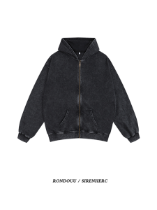 Áo Khoác Nỉ Oversize Cổ Tròn Cài Nút Phong Cách Mỹ Cổ Điển Dành Cho Nữ Mùa Xuân Thu Rộng Rãi Thoải Mái Có Khóa Kéo