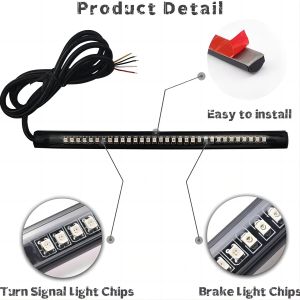 Hot Sell!! Pinph 48-LED Motorcycle Light Bar Strip Flexible Universal Tail Light Stop Light Turn Signal Lights License Plate Light Red Amber Color For Bobber Cafe Racer ATV