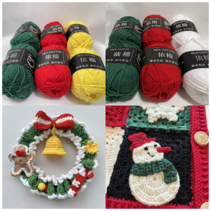 6pcs Christmas  Yarn Milk Cotton Yarn Combination Crochet Knitting Yarn Set for Handmade DIY Crafts Sweater Scarf Knitting