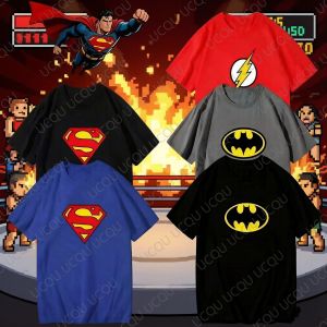 Hot Toys | 2026 New Summer Superhero Cartoon T Shirt Batman Superman Wonder Woman Flash Cotton Tee Parent Child Casual Top