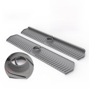 Nordic Style Kitchen Sink Drain Pad Silicone Non-Slip Soap Mat Narrow Basin Splash Proof Cuttable Water Catching Pad