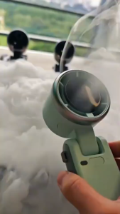 VOVOVA Mini Portable Handheld Turbo Fan 5-Speed High Wind USB Rechargeable LED Digital Display Foldable Pocket Fan with Hanging Strap for Outdoor Travel Camping Dormitory Office