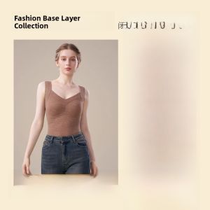 PIER N°5 | Thickened Womens Seamless Warm Vest Underwear With Chest Pad V-neck One-piece Style Inner Wear Winter Top By Herbal Primordial