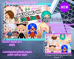 Toca boca paperdoll WEDDING Quiet Book (laminated photo paper ready to play no need to cut)
