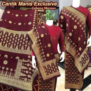 EXCLUSIVE SONGKET CANTIK MANIS GEBENG MAROON/ SONGKET PALEMBANG ASLI