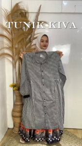 Imani Butik |Tunik Kiva fashion wanita atasan bahan katun yandied motif kotak-kotak model casual