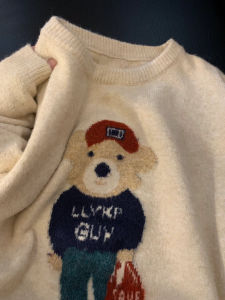 Soft Plump Lazy Style Adorable Bear Sweater Womens Autumn Winter New Korean Version Loose Overhead Knitted Shirt Top