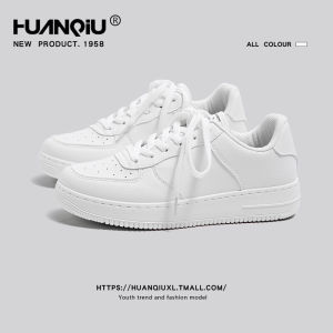 Universal Couples White Sneakers Womens Summer New Casual Versatile Sports Shoes Korean Style Cross Buckle round Toe Flat Heel