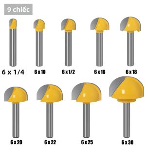 Dao Phay Gỗ Đầu Tròn 6mm Dao Phay Tạo Hình Bán Nguyệt Dùng Làm Bát Và Rãnh Hợp Kim Tungsten Cobalt